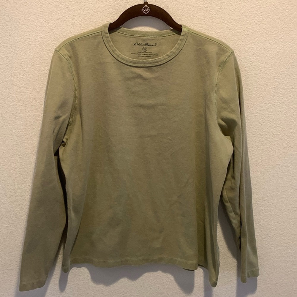 Eddie Bauer Womens Pale green base layer top. 100% Cotton. X-Large.